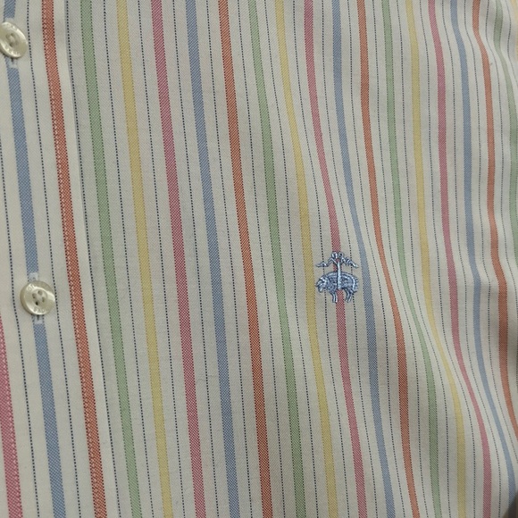 Brooks Brothers Classic Logo Striped Cotton Spring Summer Shirt Mens XL XXL - Picture 3 of 7